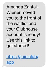 invitation from friend to Clubhouse app